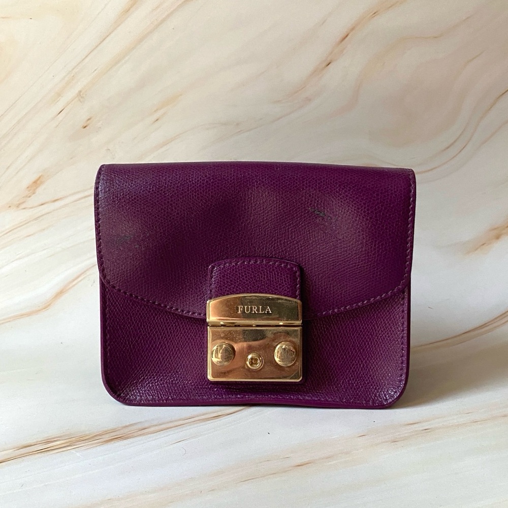 Furla Purple Crossbody Bag with Silver Chain
